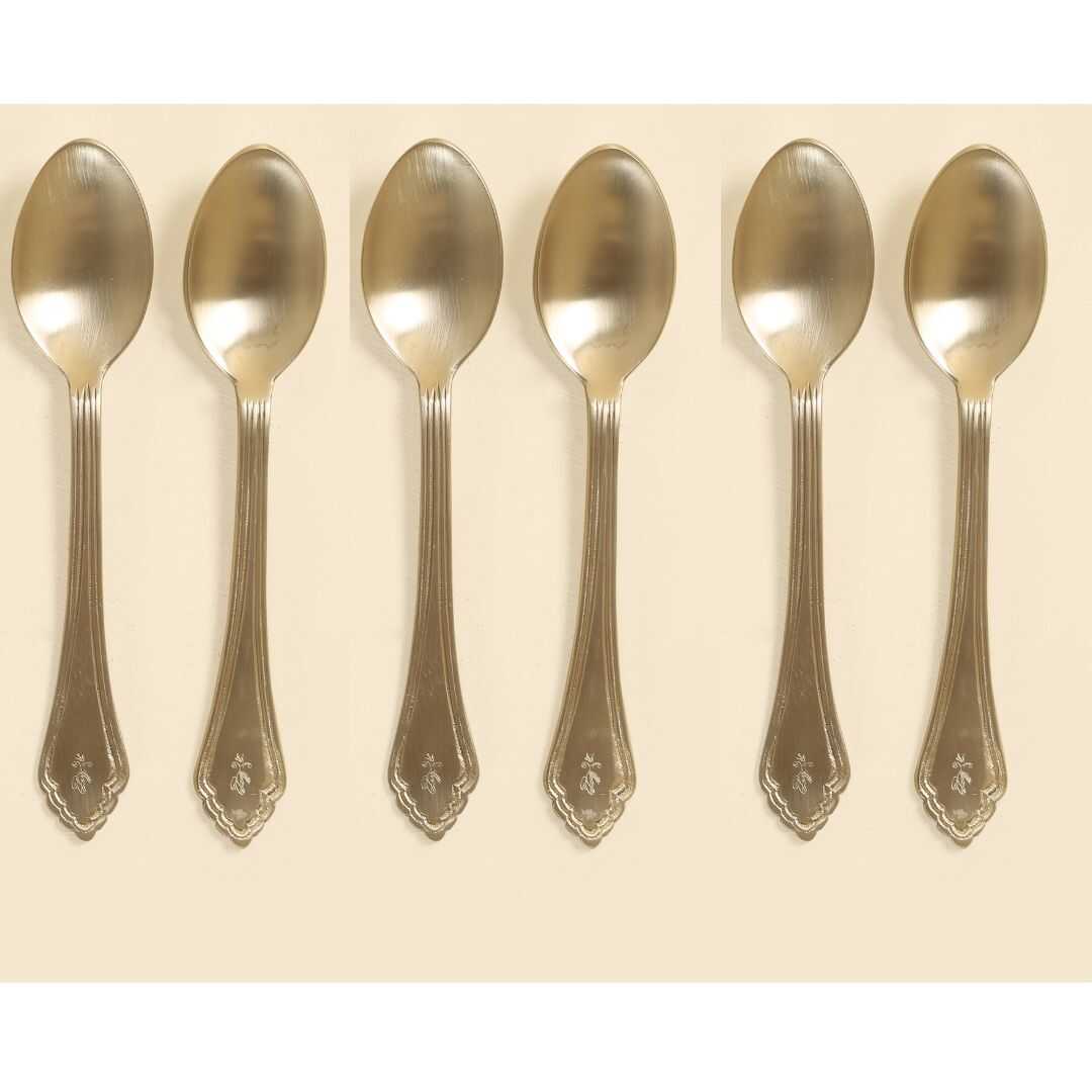 Symbolic dinnerware inspired by the iconic Indian Mirchi Brass spoons